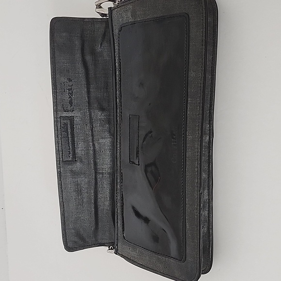 Cole Haan black weave/canvas pattern and patent leather purse with sliver chain - Picture 10 of 14